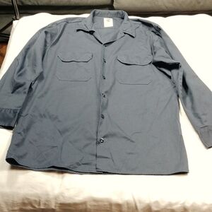 Dickies navy blue long sleeve button down shirt size medium